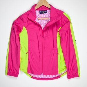 Girls Super Cute Pink and Lime Windbreaker Jacket